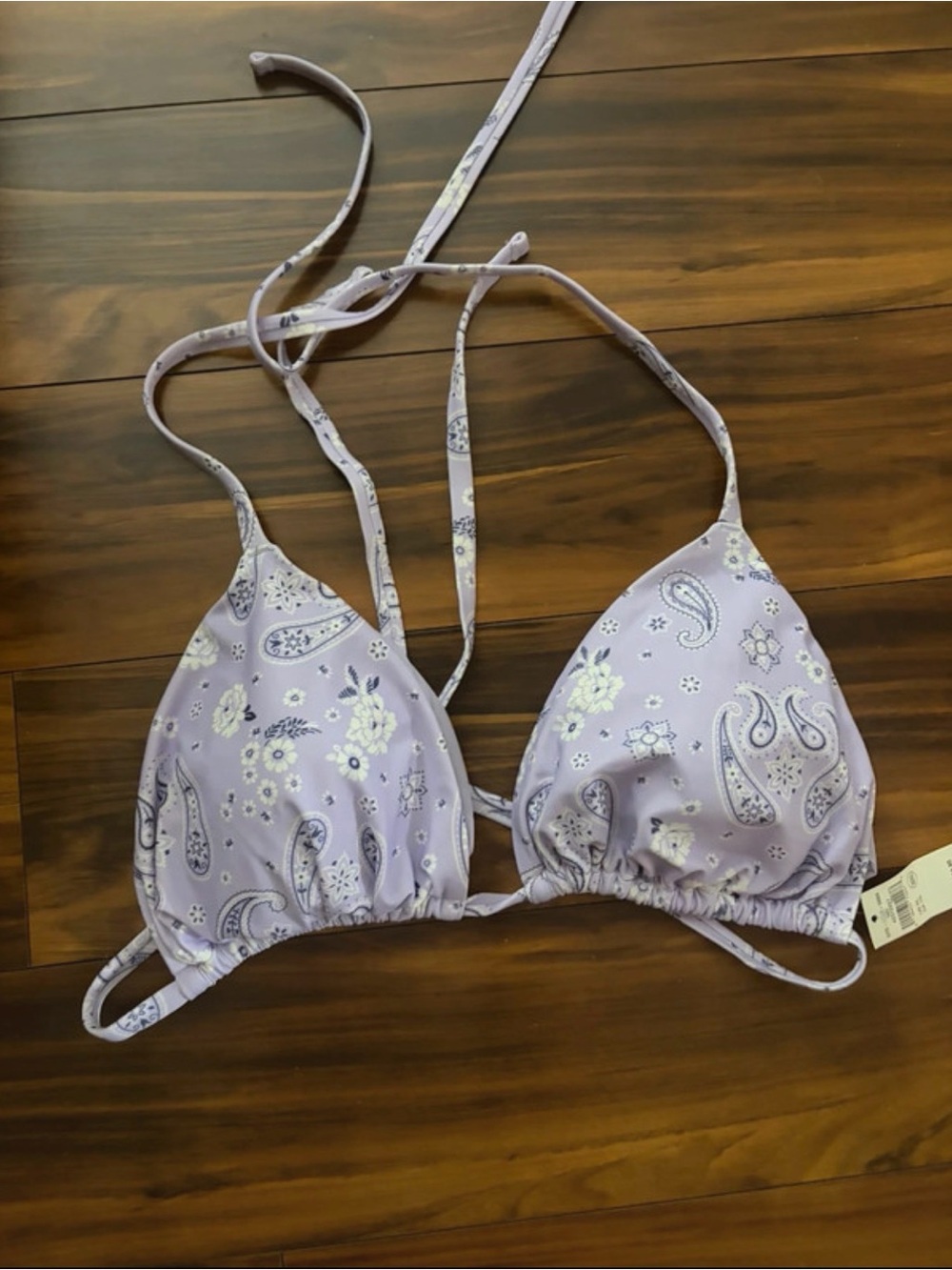 NWT Aerie Lavender Paisley Triangle Bikini Top